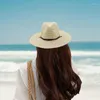 Chapeaux à large bord Chapeau d'été en paille pour femme Sun Beach avec lanière anti-vent UPF 50 Protection pliable