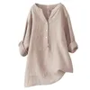 Frauen Blusen Plus Größe Frau Shirts V-ausschnitt Tasten Lange Ärmel Pullover Tops Und Einfarbig Top Bluse Casual blusa Mujer Moda 2023