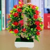 Decorative Flowers Beautiful Plastic Eye-catching Waterproof No Watering Simulation Potted Plants Artificial Flower Bonsai UV Resistant