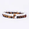 Strand Paar Afstand Armband Rood Turkoois Zwart Mat Natuursteen Mannen Bangle 6mm Elastisch Touw Voor Vrouwen Sieraden