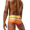 Herren Bademode Mode Regenbogen Farbverlauf Herren Badeshorts Europa Amerika Sexy mit Push Pad Boxer Badehose Sommer Strand Surf Schnell trocken J230707