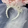 Party Supplies Custom Letter Bride To Be Headband Hairpiece With Veil Wedding Hen Gifts Hair Accessory For Daugther Marriage Presents