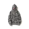 A Bathing a Ape New Trendy Brand Diagonal Zipper Honeycomb Shark Camouflage Kangaroo Pocket Hoodie