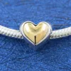 For pandora charms sterling silver beads 14k 18k Gold Color Heart Flowers Charm Bead