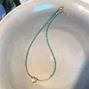 Girocollo Yoiumit Perline di cristallo Collana con ciondolo a forma di amore per le donne Regalo di gioielli estivi di moda dolce fatto a mano