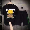 Men's Tracksuits Money Bear T-shirt Shorts Fashion Designers Tees Plus Size Print Cute Suits Women Men Summer Cartoon Streewear Cotton