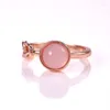 Wedding Rings Luxury Female Oval Pink Moonstone Ring Rose Gold Color For Women Charm Trendy Feather Pinky Engagement