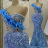 Aso Ebi Crystalls Mermaid Prom Платье с блестками шнурки вечернее формальное формальное вечеринка второй прием к день рождения подружки невесты платья с платьями по обручальным платьям