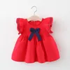 Abiti da ragazza Abbigliamento per bambini 2023 Estate per ragazze Carino Bowknot Moda Tutto-fiammifero 0-4 anni Bambino senza maniche in cotone