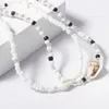 Pärlhalsband Shixin Separable 2-lagers Vita Svarta Pärlor Koreanska Små Conch Shell Choker Halsband för kvinnor Modekrage 230613