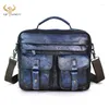 Portföljer Herr Kvalitetsläder Antik Travel Business Portfölj 13" Laptopväska Attache Portfolio Bag One Shoulder Messenger B207-c