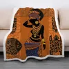 Couvertures 3D femme africaine imprimé polaire couverture pour lits épais couette mode couvre-lit Sherpa jeter adultes enfants