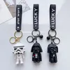 High quality black and white Soldier keychain Cartoon PVC couple bag Exquisite car key chain hanging ornaments