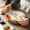 Piatti Piatto di gnocco giapponese Sushi con salsa di aceto Split Piatto di spuntino Insalata di ceramica Ristorante Vassoio piatto di fiori