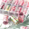 Stickers Decals Nail Folies Mixed Flower Transfer Sticker Love Letter Rose Art Summer Slide Voor Manicure Ch1624-1 Drop Delivery Hea Dhhe3