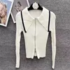 Women's Sweater Four Seasons Thin Stripe Fashion Long Sleeve High end Soft Embroidery Jacquard Cardigan Knitted Slim Fit Coat,