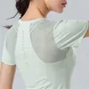Camisas ativas 2023 primavera verão yoga esportes top fitness malha gola redonda respirável secagem rápida manga curta camiseta elástica apertada