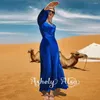 Ropa étnica Cuadros reales Dubai Árabe Mujeres Vestido de manga larga BluePrincess Party Vestidos de baile Caftan Marocaine Femme Abayas Ladies