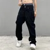 Hommes Jeans Y2K Noir Baggy Streetwear Américain Rétro Imprimé Lettre Pantalon Droit Hiphop Lâche Denim Pantalon 230706