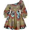 Sukienki na co dzień Kobiety Druk Mini sukienka z długim rękawem Off Shoulder Dashiki Seksowna formalna okazja Wieczór Luźna damska