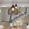 Lampes suspendues nostalgique industriel vent fer net lustre restaurant américain lampe rétro LED ampoules cordon métal
