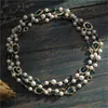 Anhänger-Halsketten Mehrschichtige Halskette Retro-Perlenrot handgemachte Glasfrauen lange Halskette Pulloverkette 230706
