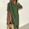 Abiti casual Abito camicia da donna Elegante risvolto Manica corta Vestibilità ampia Tinta unita Monopetto Beach Streetwear