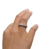 Clusterringe 925 Sterling Silber Micro Pave Cz Vollband Kreis Klassische Verlobung Back Stack Fashion Lady Ring 4 Farben