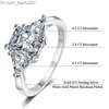 Anillo solitario Anillo solitario Corte radiante 3 piedras Diamante certificado Alianza de boda Plata sólida Lujo Mujer Compromiso Z230711