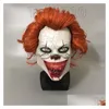 Máscaras de festa Máscara de Halloween Sile Movie Stephen Kings Joker Pennywise Fl Face Terror Clown Cosplay Maskst2I51512 Drop Delivery Home Ga Dhgcz