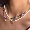 Girocollo collana di perline a farfalla in acrilico colorato bohémien per donne gioielli fatti a mano con ciondolo a forma di perline di riso color caramella