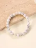 Strand beyaz howlite turkuaz taş yuvarlak boncuklar elastik çizgi bilezikler moda kadın takı hombre de pulsera