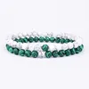 Strand Paar Afstand Armband Rood Turkoois Zwart Mat Natuursteen Mannen Bangle 6mm Elastisch Touw Voor Vrouwen Sieraden