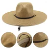 Chapeaux à large bord Chapeau d'été en paille pour femme Sun Beach avec lanière anti-vent UPF 50 Protection pliable