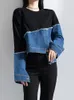 Damen Hoodies Sweatshirts TWOTWINSTYLE Streetwear Asymmetrisches Sweatshirt für Damen Rundhals Langarm Patchwork Colorblock Sweatshirts Damen 230707