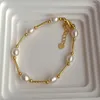 Strand ALLME Handmade Real Freshwater Pearl Beaded Charm Bracelet Gold Silver Plated Beads Bracelets For Women Accessories