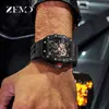 Rörelse klockor Richardmille Top Lithe armbandsur kolfiber hinkformade ihåliga ut hela automatiska mekaniska klockor vattentät handledsduk