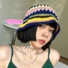 Berretti Summer Color Patchwork Knit Bucket Hat per donna 2023 Dome Flower Cap Young Girls Sun Kpop arrivo Y2k regalo