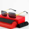 Modische Carti-Top-Sonnenbrille, rahmenlos, Schnittkante, Sonnenbrille für Damen, 2022, personalisierte Brille mit kleinem Rahmen, trendige Street-Shot-Brille mit Originalverpackung