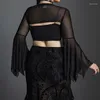 Women's Blouses Womens Sexy Sheer Long Batwing Sleeve See Through Mesh Crop Tops Streetwear Bikinis Cover Up