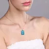 Hänge Halsband CAOSHI Trendigt kvinnligt festhalsband med ljusblå zirconia mode dam jubileumsaccessoarer Snygg dam