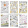 Klistermärken Dekaler 12 st/paket Halloween Designs Nail Art Sticker Mix Pumpkin Ghost Devil Skl Självhäftande 3D Slider Nails Wrap Decor Dhhbg