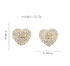 2color 18K Gold Plated Luxury Brand Designers Letters Stud Heart Pattern Geometric Earrings Crystal Rhinestone Wedding Christmas Holiday Gifts