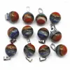 Colares com pingente de pedra natural bonita 7 chakras forma de bola redonda ausgens 30mm para fazer joias da moda 10 peças por atacado