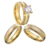 Conjunto de anéis de banda para três casais, anel de casamento masculino e feminino, Love Union CZ, diamante, noivado, joias de casamento Fedi Nuziali banhado a ouro 18k 230706