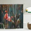 Korsstygn färgglada fåglar duschgardiner Vattentäta badrumsgardiner 3D-tryckning Hemdekoration Polyesterduk 180x200cm badskärm