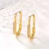 Eenvoudige Huggie Hoop Clip On Earring Leuke Sieraden Geometrische Ovale Oorbellen Voor Vrouwen Meisjes 18k Echt Vergulde Iced Out Cz Kubieke Zirconia Piercing Oor Ring Groothandel