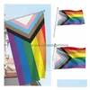 Banner-Flaggen, Regenbogen-Flagge, 90 x 150 cm, Gay und Pride, Polyester, Farbe für Dekoration, 120 Stück T2I51154, Drop-Lieferung, Hausgarten, festlich, P DHT45