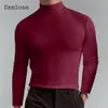 Män s polos solid turtleneck t shirt män långa ärmar mode mager toppar sexiga herrkläder 2023 vår casual tröjor vita tees 230707