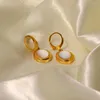 Ciondola gli orecchini Moda in acciaio inossidabile di alta qualità francese ovale bianco opale ciondolo cerchio da donna accessori per gioielli di lusso regalo
